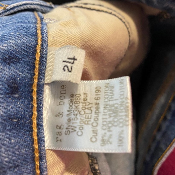 Rag & Bone Relay Jeans Skinny Ankle Zipper Sz 24 Racer Striped Denim Pant Moto - Picture 6 of 9